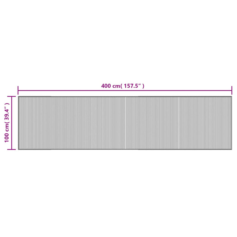 vidaXL négyszögletű fekete bambusz szőnyeg 100 x 400 cm