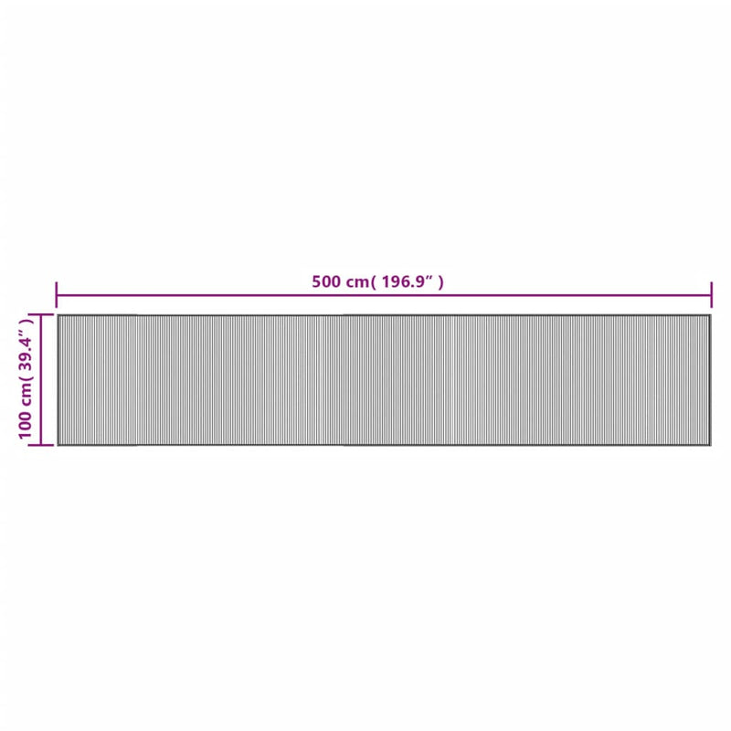 vidaXL négyszögletű fekete bambusz szőnyeg 100 x 500 cm