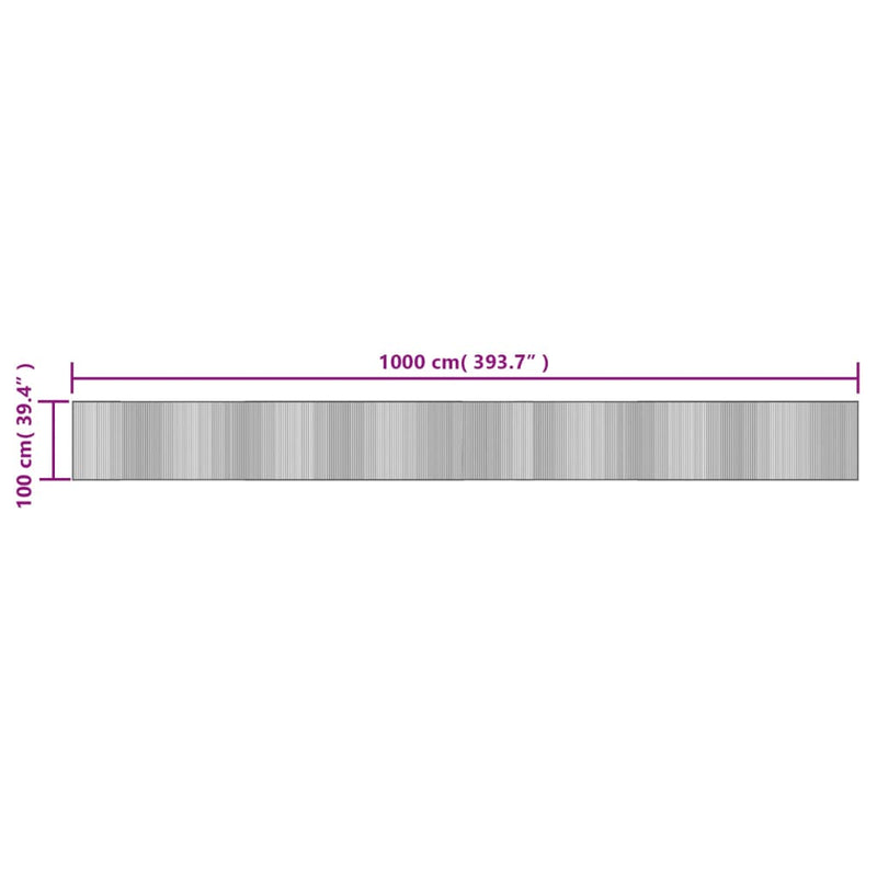 vidaXL négyszögletű fekete bambusz szőnyeg 100 x 1000 cm