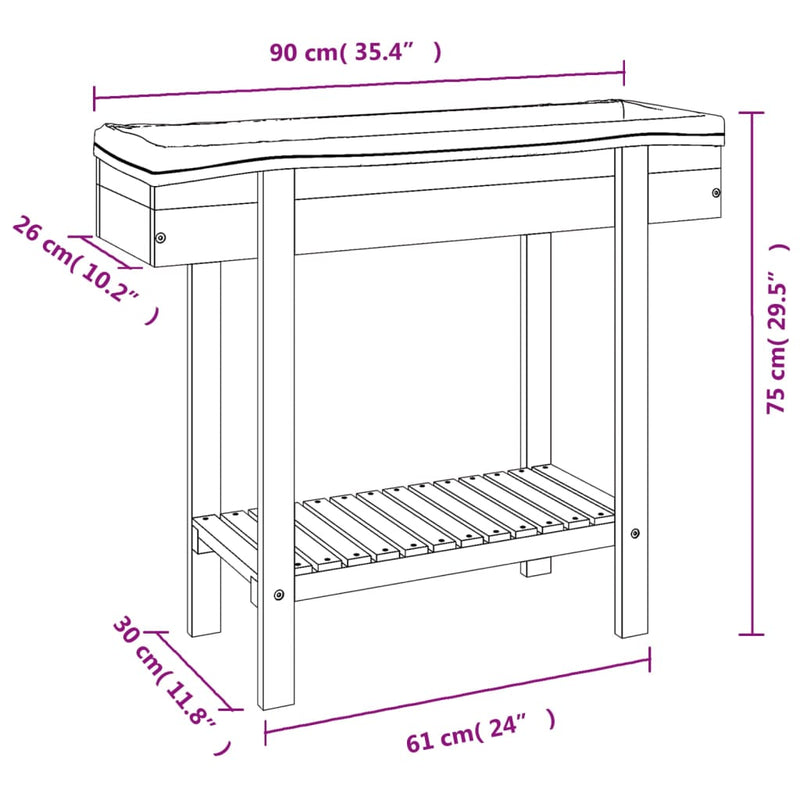 vidaXL tömör akácfa kerti magaságyás 90 x 30 x 75 cm