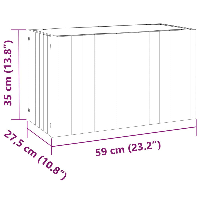 vidaXL tömör akácfa kerti virágtartó 59x27,5x35 cm