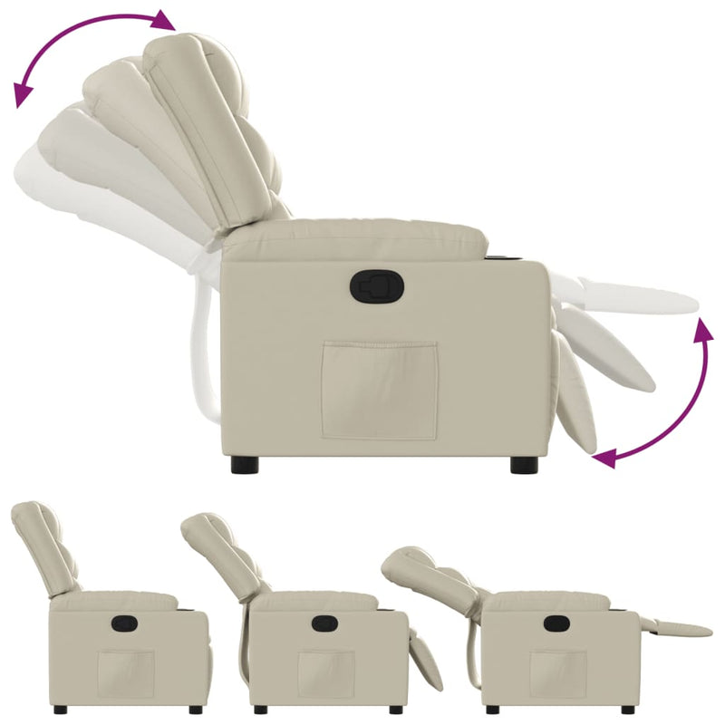 vidaXL krémszínű műbőr dönthető fotel