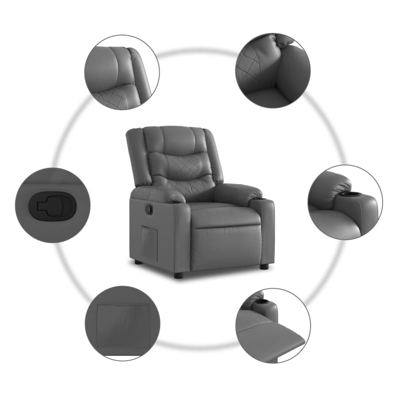 vidaXL szürke műbőr dönthető fotel