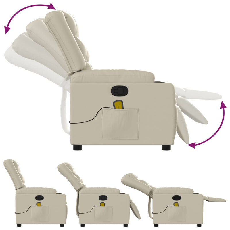 vidaXL krémszínű műbőr dönthető masszázsfotel