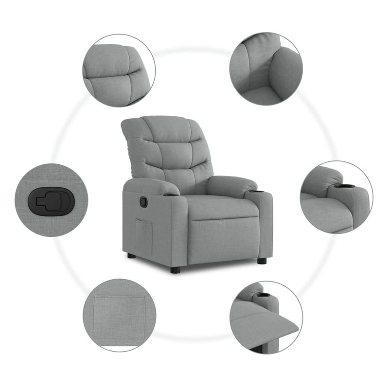 vidaXL világosszürke szövet dönthető fotel