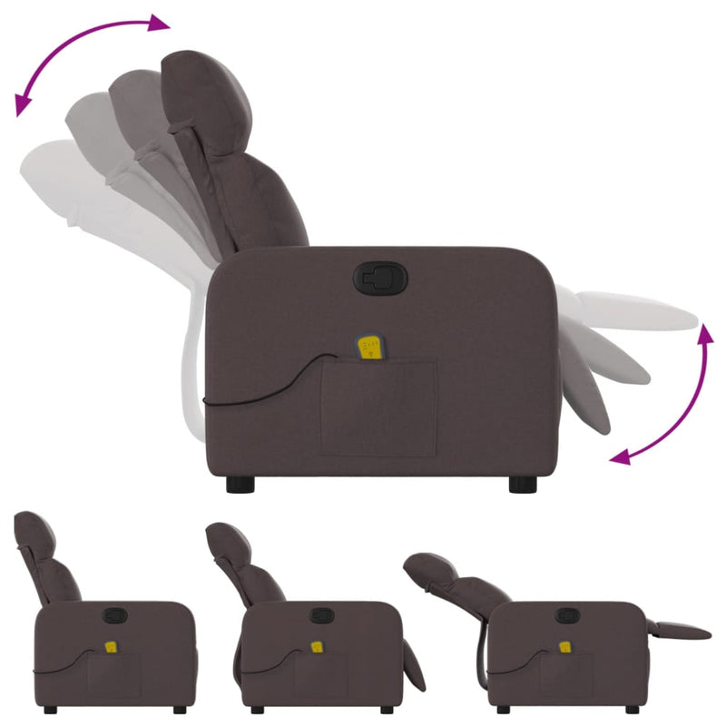 vidaXL sötétbarna szövet dönthető masszázsfotel