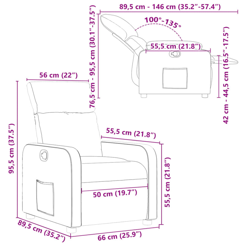 vidaXL fekete műbőr dönthető fotel