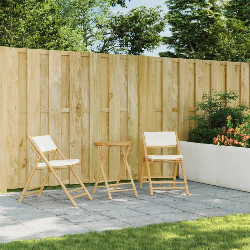 vidaXL 2 részes bambusz összecsukható bisztrószett párnákkal