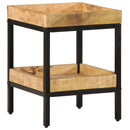 vidaXL Oldal asztal polcokkal Barna 35 x 35 x 45 cm tömör mangófa