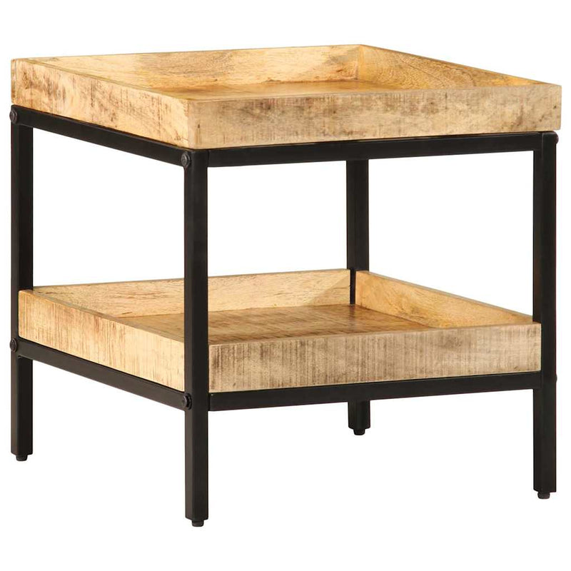 vidaXL Oldal asztal polcokkal Barna 45 x 45 x 45 cm tömör mangófa