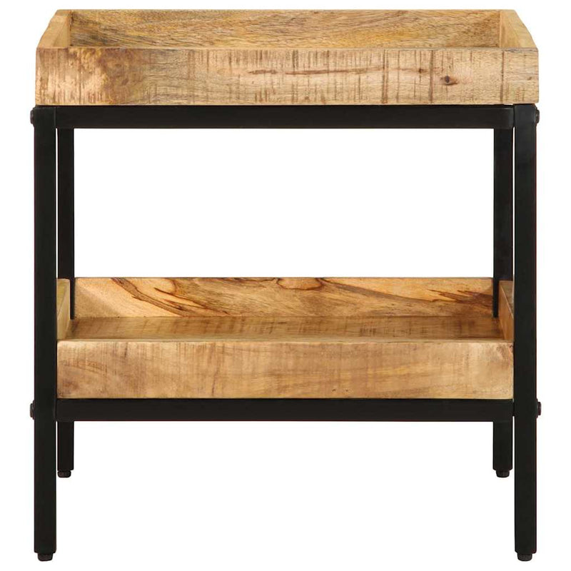 vidaXL Oldal asztal polcokkal Barna 45 x 45 x 45 cm tömör mangófa