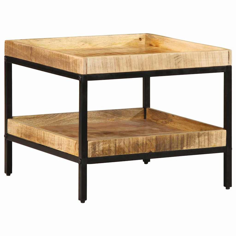 vidaXL Oldal asztal polcokkal Barna 55 x 55 x 45 cm tömör mangófa