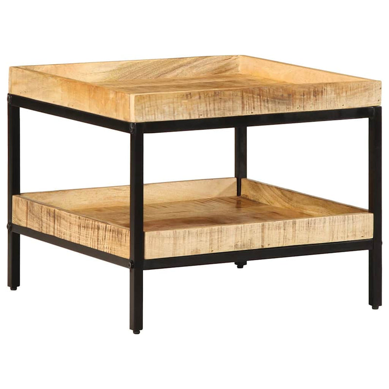 vidaXL Oldal asztal polcokkal Barna 55 x 55 x 45 cm tömör mangófa