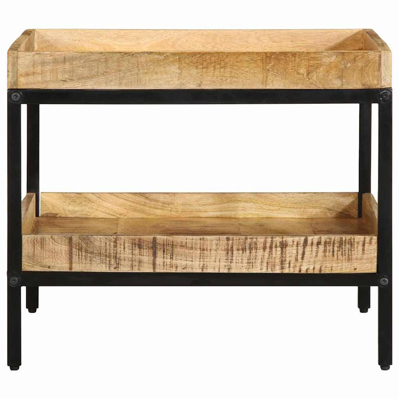 vidaXL Oldal asztal polcokkal Barna 55 x 55 x 45 cm tömör mangófa