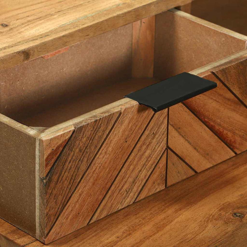 vidaXL Asztal fiókkal tárolóval Barna 110 x 50 x 87 cm Tömör akácfa