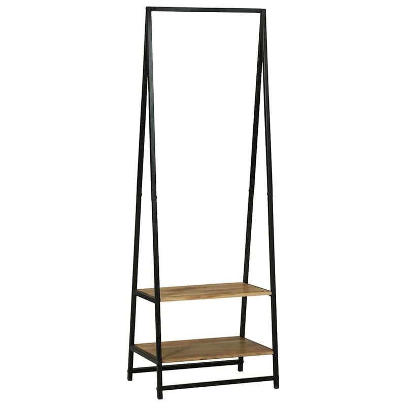 vidaXL Ruhafogó polcokkal Fekete 60 x 45 x 180 cm Tömör akácfa