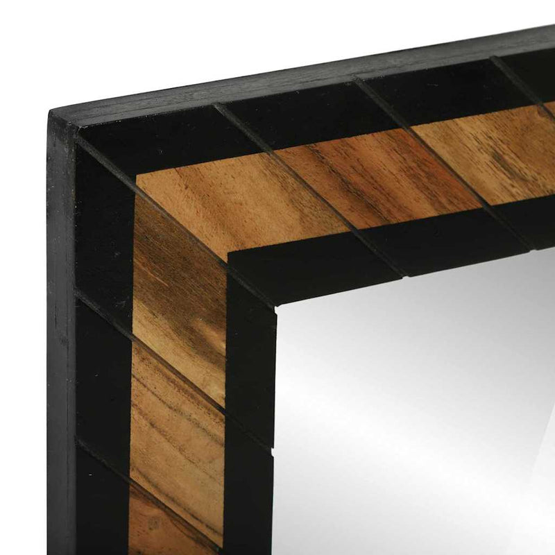 vidaXL Tükör tükörrel Fekete és Barna 70 x 2 x 70 cm Tömör Fa Akácia
