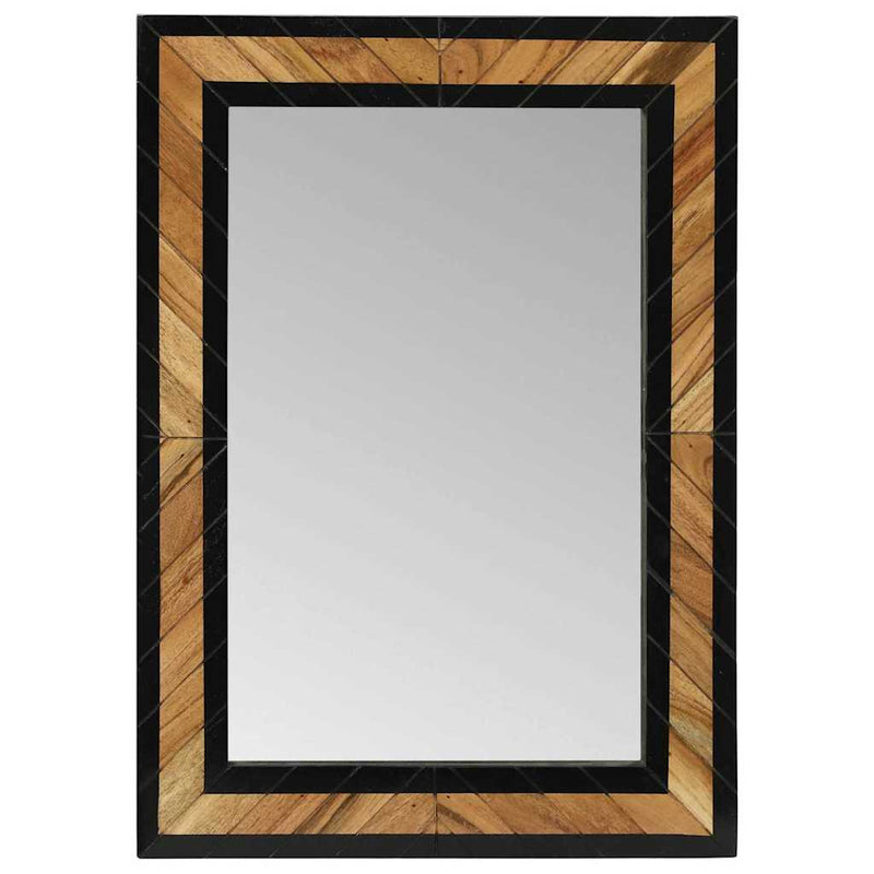 vidaXL Tükör tükörrel Fekete és Barna 70 x 2 x 70 cm Tömör Fa Akácia