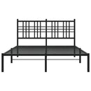 vidaXL fekete fém ágykeret fejtámlával 135 x 190 cm