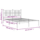 vidaXL fekete fém ágykeret fejtámlával 135 x 190 cm