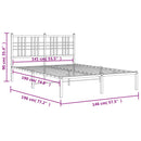 vidaXL fekete fém ágykeret fejtámlával 140 x 190 cm