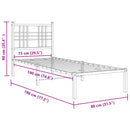 vidaXL fekete fém ágykeret fej- és lábtámlával 75 x 190 cm
