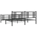 vidaXL fekete fém ágykeret fej- és lábtámlával 200 x 200 cm