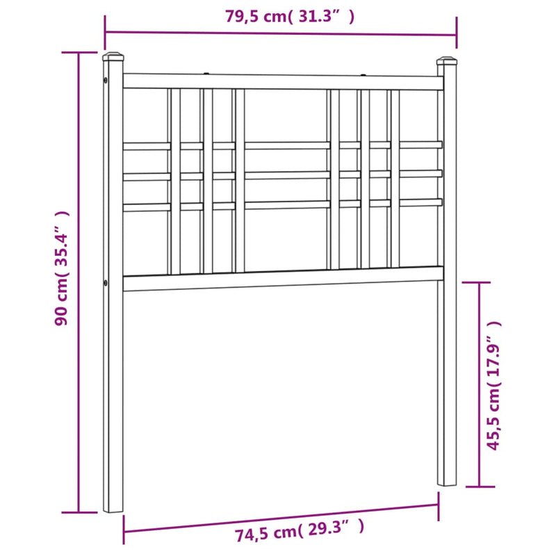 vidaXL fekete fém fejtámla 75 cm
