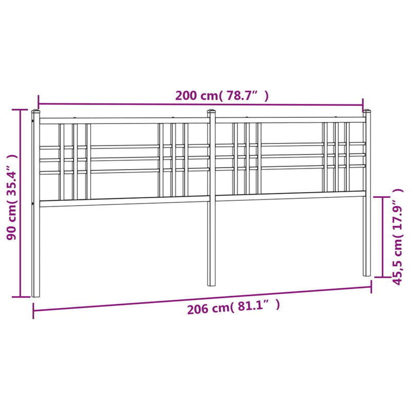 vidaXL fekete fém fejtámla 200 cm