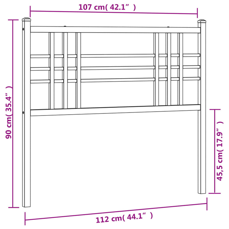 vidaXL fehér fém fejtámla 107 cm