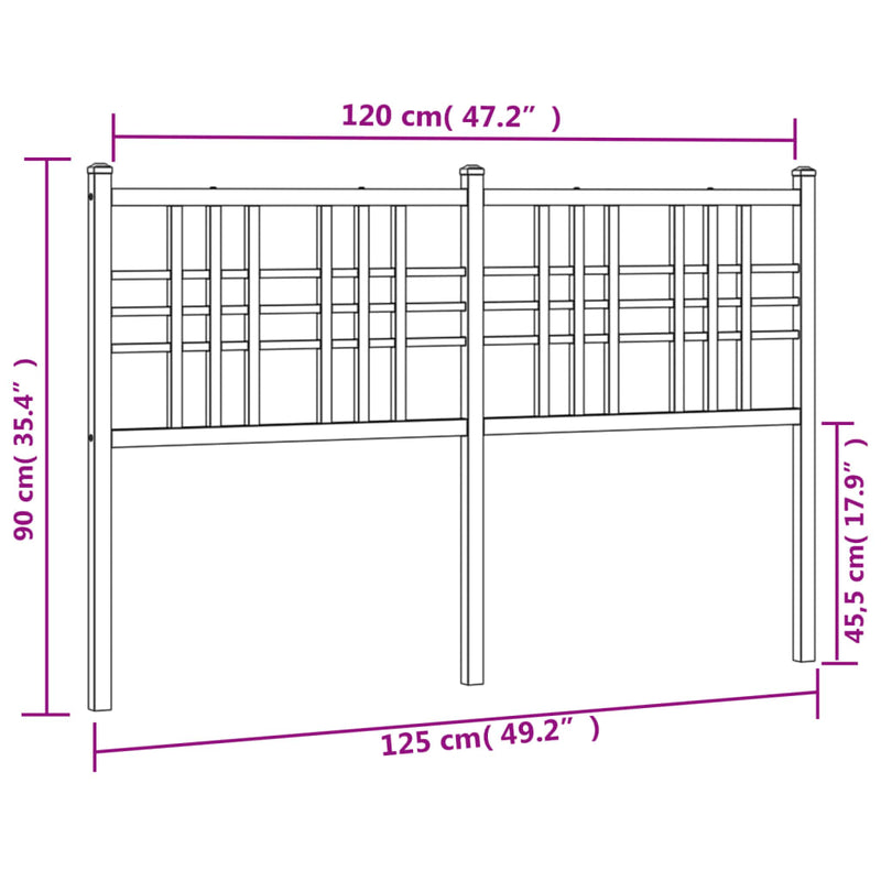 vidaXL fehér fém fejtámla 120 cm