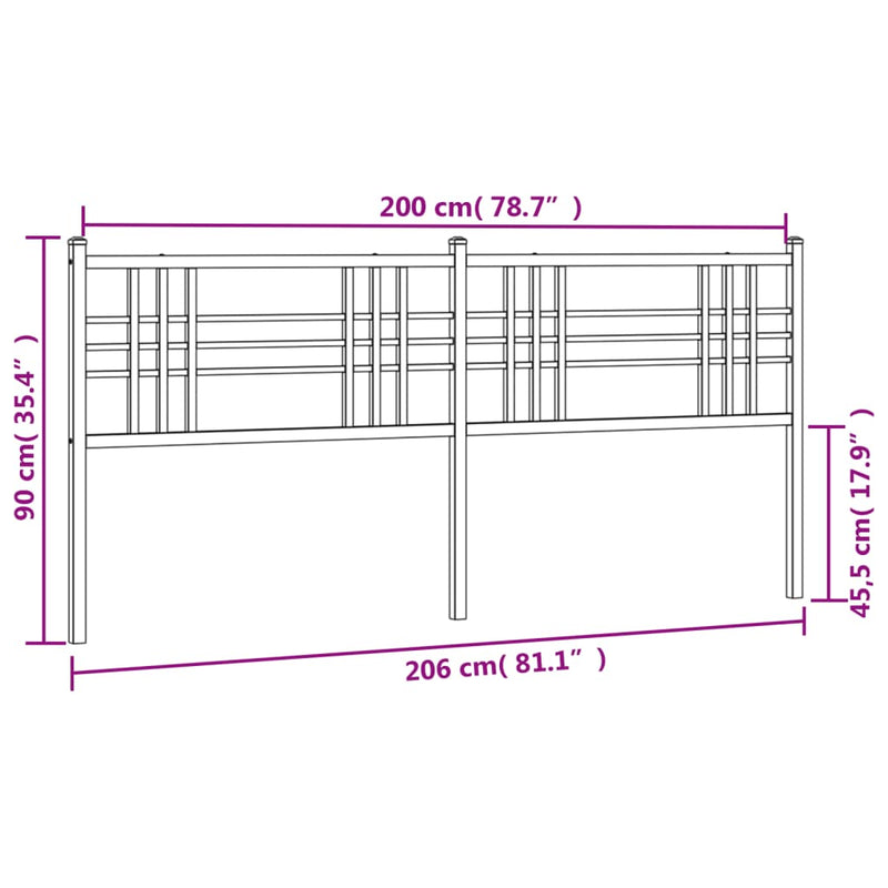 vidaXL fehér fém fejtámla 200 cm