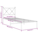 vidaXL fekete fém ágykeret fejtámlával 75 x 190 cm