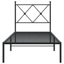 vidaXL fekete fém ágykeret fejtámlával 80 x 200 cm