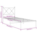vidaXL fekete fém ágykeret fejtámlával 80 x 200 cm