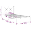 vidaXL fekete fém ágykeret fejtámlával 90 x 190 cm