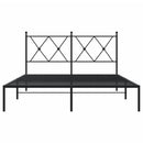 vidaXL fekete fém ágykeret fejtámlával 135 x 190 cm