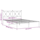 vidaXL fekete fém ágykeret fejtámlával 135 x 190 cm