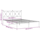 vidaXL fekete fém ágykeret fejtámlával 140 x 190 cm