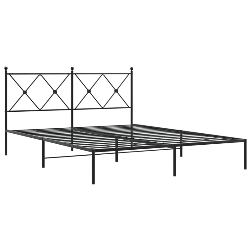 vidaXL fekete fém ágykeret fejtámlával 160 x 200 cm