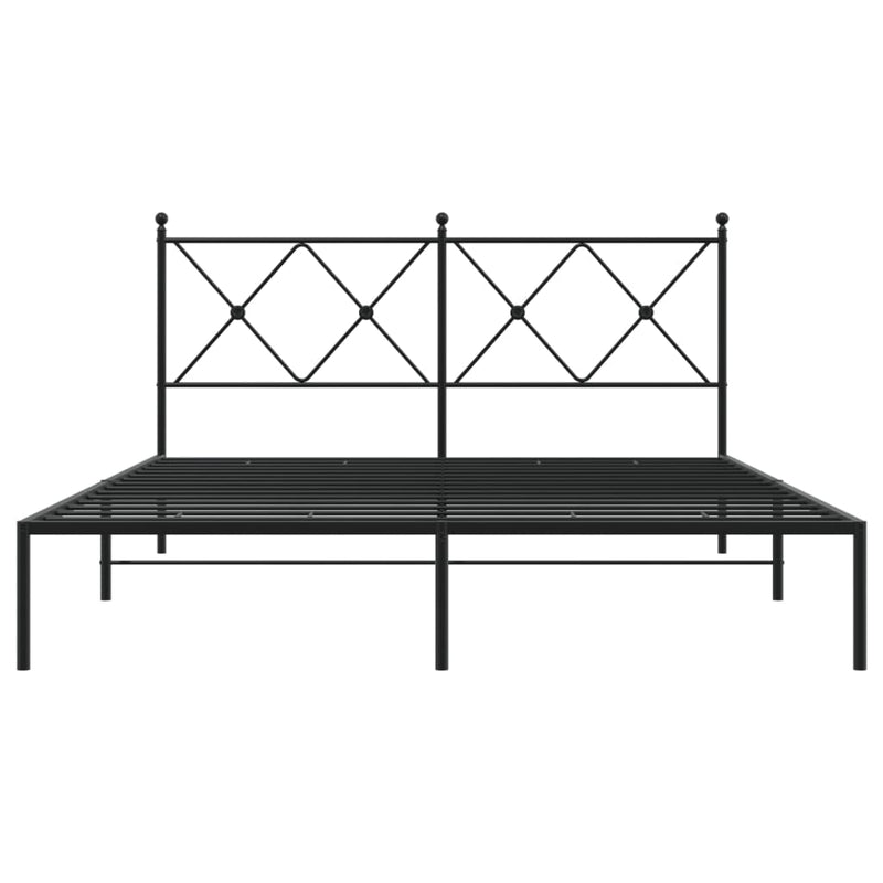 vidaXL fekete fém ágykeret fejtámlával 160 x 200 cm