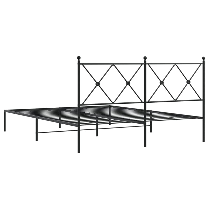 vidaXL fekete fém ágykeret fejtámlával 160 x 200 cm
