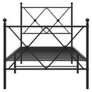 vidaXL fekete fém ágykeret fej- és lábtámlával 75 x 190 cm