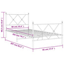 vidaXL fekete fém ágykeret fej- és lábtámlával 90 x 200 cm