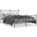 vidaXL fekete fém ágykeret fej- és lábtámlával 137 x 190 cm