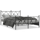 vidaXL fekete fém ágykeret fej- és lábtámlával 140 x 190 cm