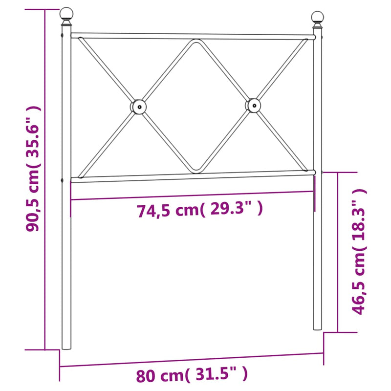 vidaXL fekete fém fejtámla 75 cm