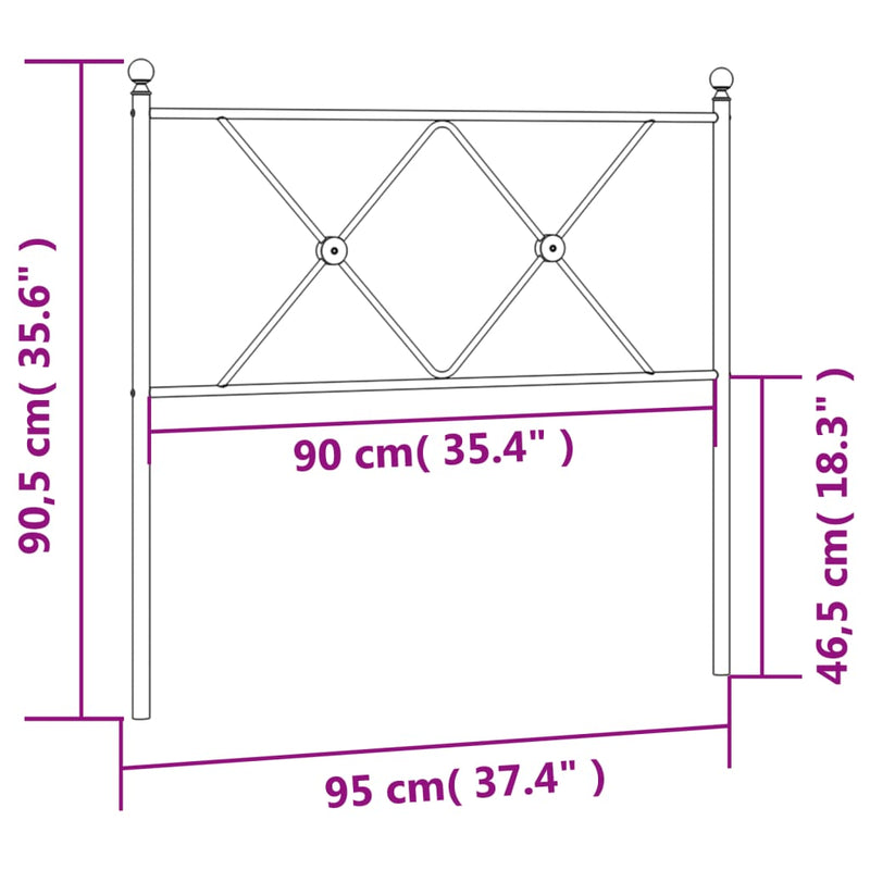 vidaXL fekete fém fejtámla 90 cm
