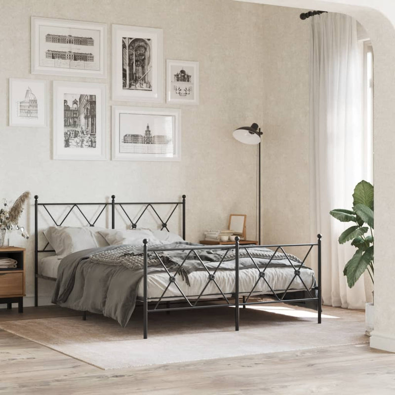 vidaXL fekete fém fejtámla 137 cm
