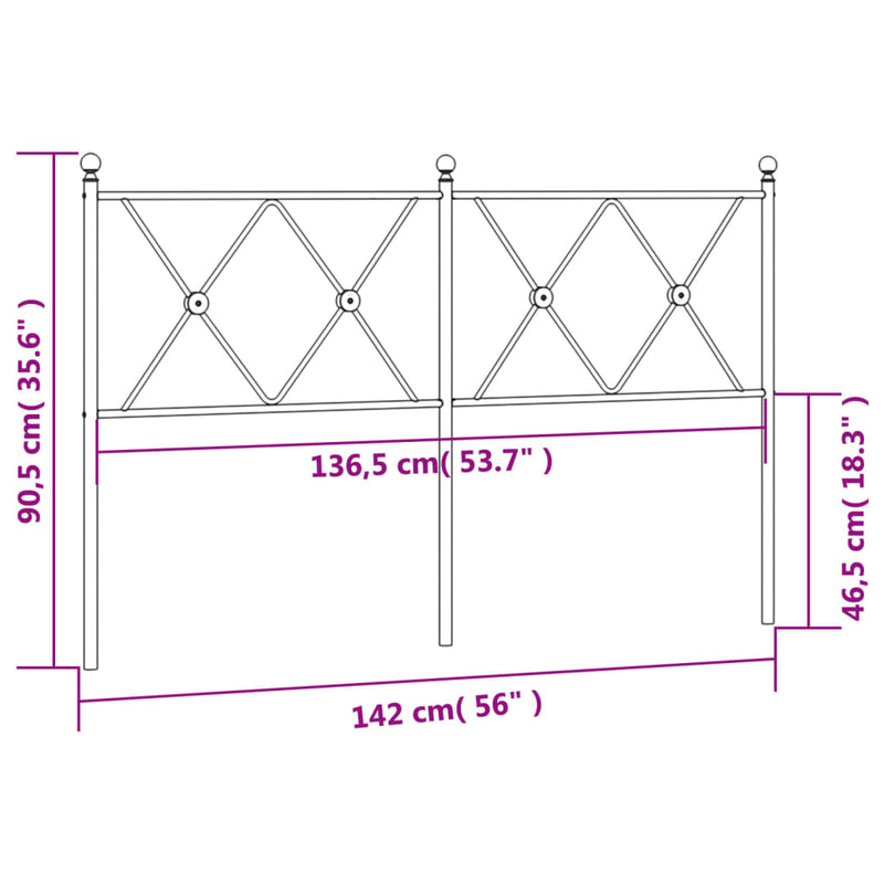 vidaXL fekete fém fejtámla 137 cm